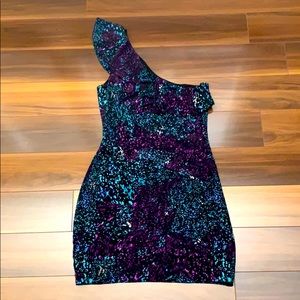 Ruffled one shoulder dress